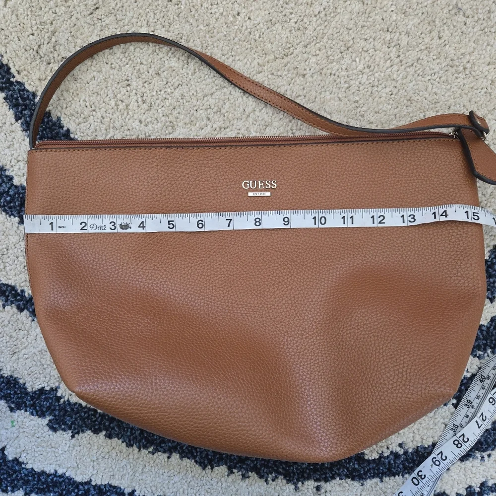 Vintage Guess Brown Textured Shoulder Bag Gold Details - Picture 11 of 14